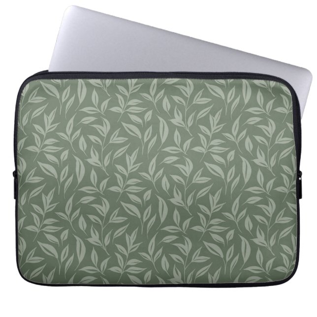 Grönten blommigt Sage Laptop Fodral (Framsidan)