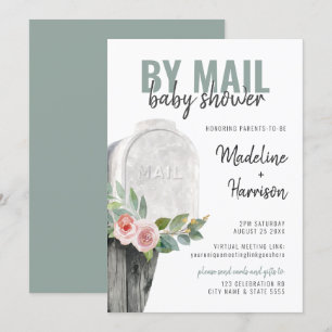 Grönten blommigt Shower by Mail Virtuell Long Avst Inbjudningar