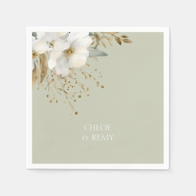 Grönten blommigt Vattenskärg Foliage Sage Pappersservett (Framsidan)