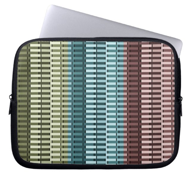 Grönten Blue Gult Red Snyggt Modern Chic Mönster Laptop Fodral (Framsidan)