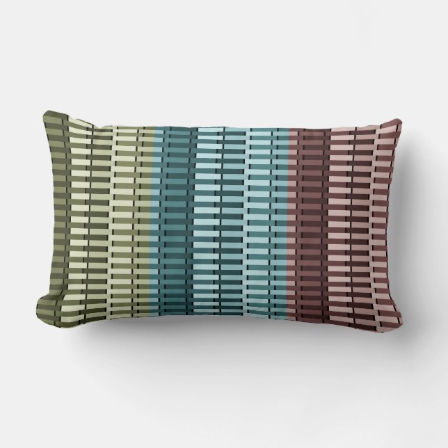 Grönten Blue Gult Red Snyggt Modern Chic Mönster Lumbarkudde (Framsida)