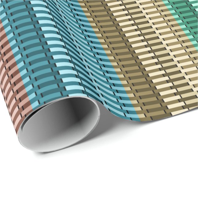 Grönten Blue Gult Red Snyggt Modern Chic Mönster Presentpapper (Rullad Hörn)