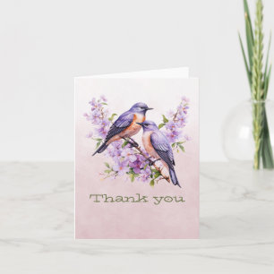 Grönten bluebirds på blommor anteckningskort