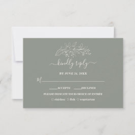 Grönten Bohemian Sage minimalist Bröllop OSA Kort