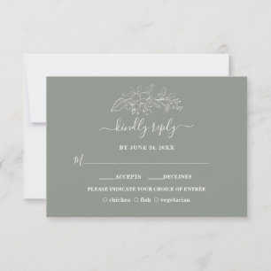 Grönten Bohemian Sage minimalist Bröllop OSA Kort
