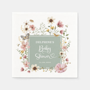 Grönten Boho Wildblomma Flicka Shower för matriser Pappersservett