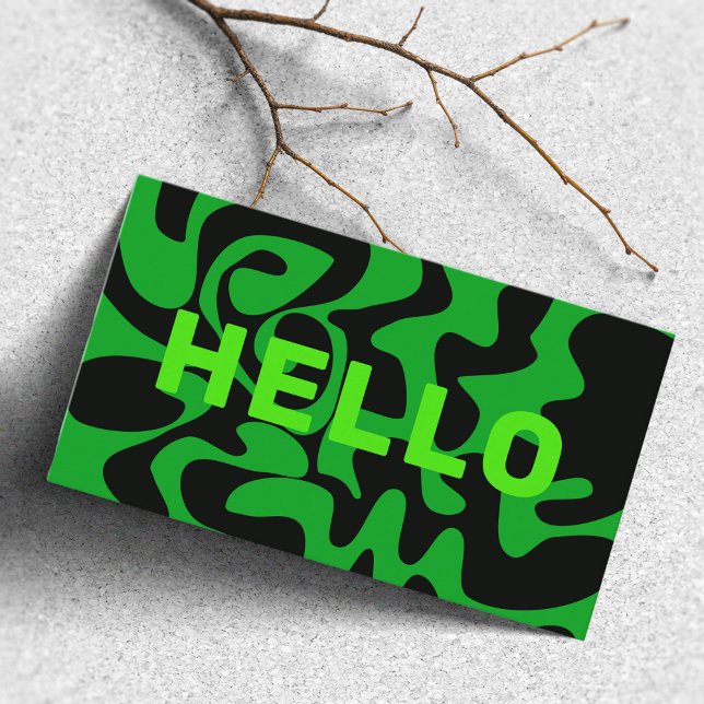 Grönten Bold Font Groovy Black Lime Emerald Visitkort (Skapare uppladdad)