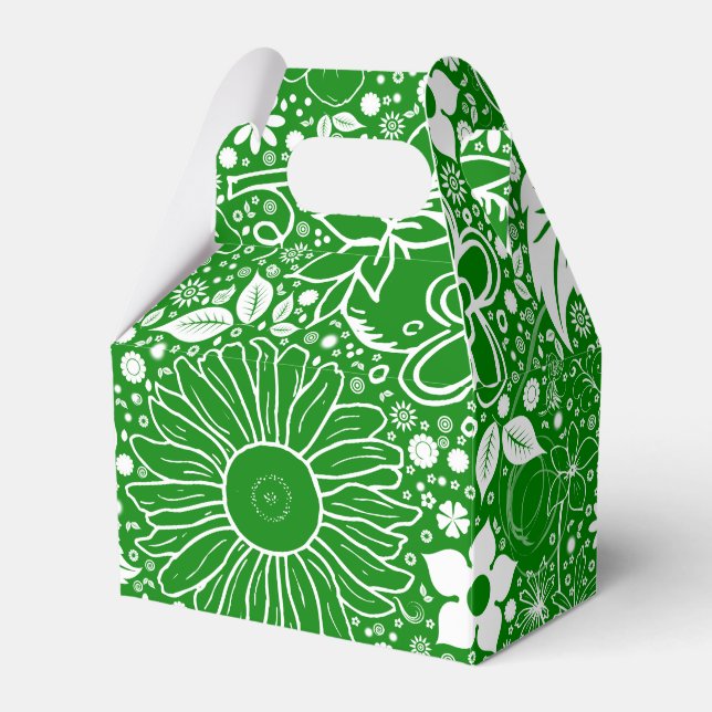 Grönten Botaniska beauties - Gable Favor Box Presentaskar (Framsidan Sidan)