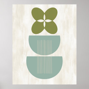 Grönten Botaniskt myntverk i modern Abstrakt i mit Poster