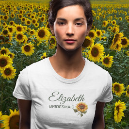 Grönten Bridesmaid i Solros Bröllop Forest T Shirt