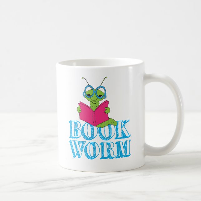 Grönten Brilliant Tecknad Bookworm Bok Mask Kaffemugg (Höger)