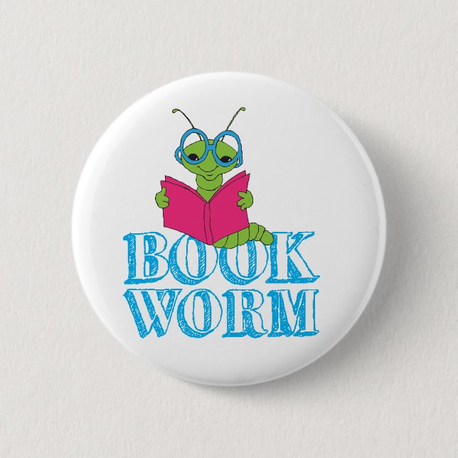 Grönten Brilliant Tecknad Bookworm Bok Mask Knapp (Framsida)