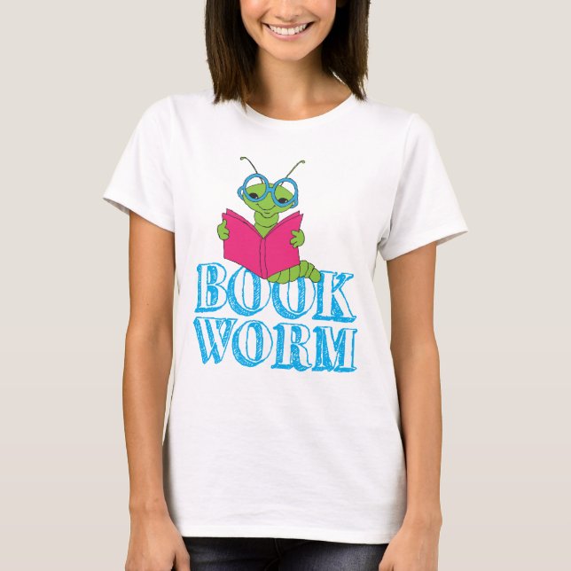 Grönten Brilliant Tecknad Bookworm Bok Mask Tee Shirt (Framsida)
