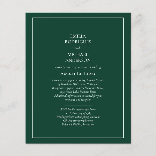 GRÖNTEN Bröllop Boda för den bilaterala Dubblan BU Flygblad (Framsidan)