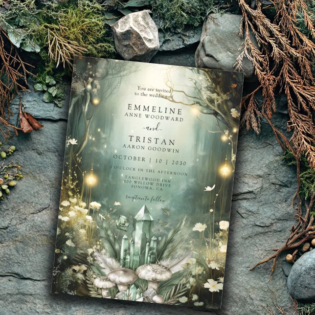 Grönten Bröllop i Crystal Forest Inbjudningar (Skapare uppladdad)