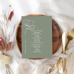 Grönten Bröllop i textbläddringsytan Meny<br><div class="desc">Röda teckningar inspirerade till "Menu"-text överst med vit anpassningsbar och sidbakgrunden för grönten med en enda konturblomma till lämnat.</div>