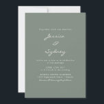 Grönten Bröllop med minimalistisk Modern Mörk Sage Inbjudningar<br><div class="desc">Inbjudan till Grönt med minimalistisk Modern Mörk Sage-skript,  bröllop</div>