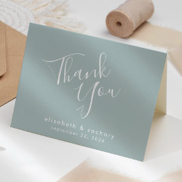 Grönten Bröllop Tack i Modern Script Sea Glass Kort