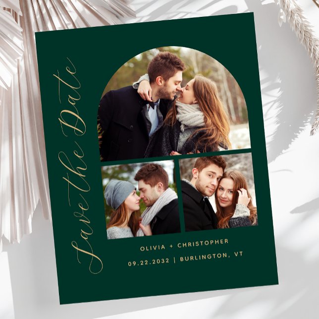 Grönten Budget Arch 3-Photo Collage Spara datum (Skapare uppladdad)