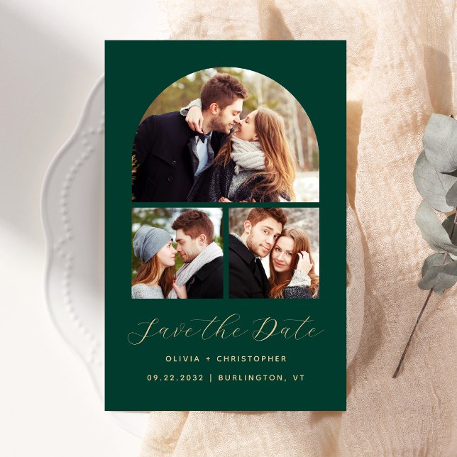 Grönten Budget Arch 3-Photo Collage Spara datum (Skapare uppladdad)