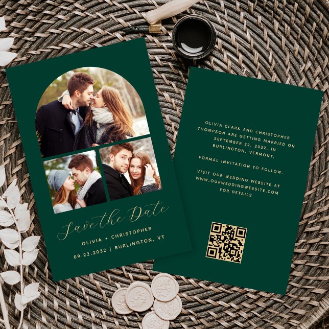 Grönten Budget Arch 3-Photo Collage Spara datum (Skapare uppladdad)