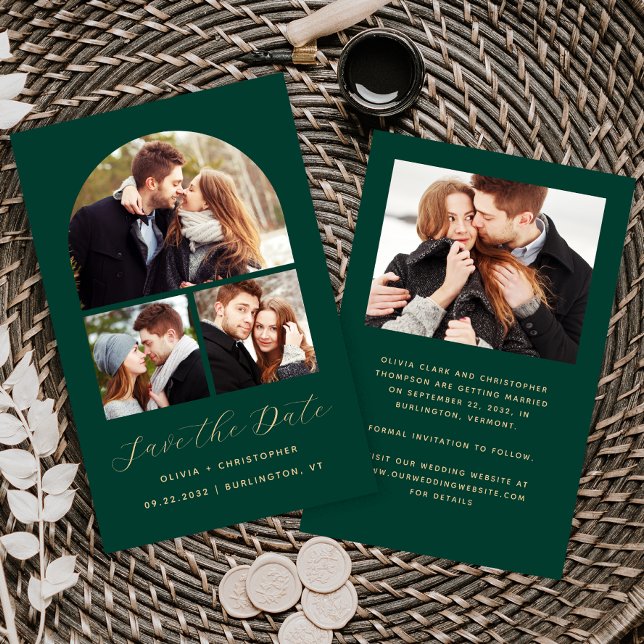 Grönten Budget Arch 4-Photo Collage Spara datum (Skapare uppladdad)