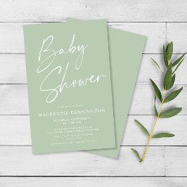 Grönten Budget Mint Simple Script Baby Shower FLYE Flygblad