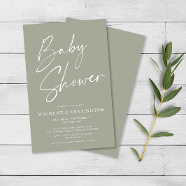 Grönten Budget Olive Sage Script Baby Shower FLYER