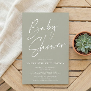 Grönten Budget Olive Sage Simple Script Baby Showe