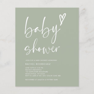 Grönten Budget Sage Script Heart Baby Shower Inbju