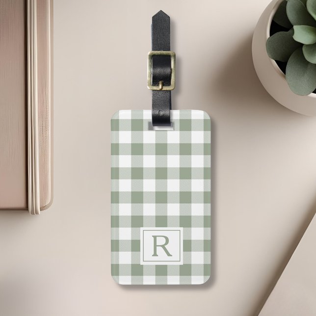 Grönten Buffalo Check Monogram Bagagebricka (Skapare uppladdad)