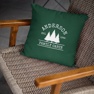Grönten Cabin Family Namn Forest Kudde