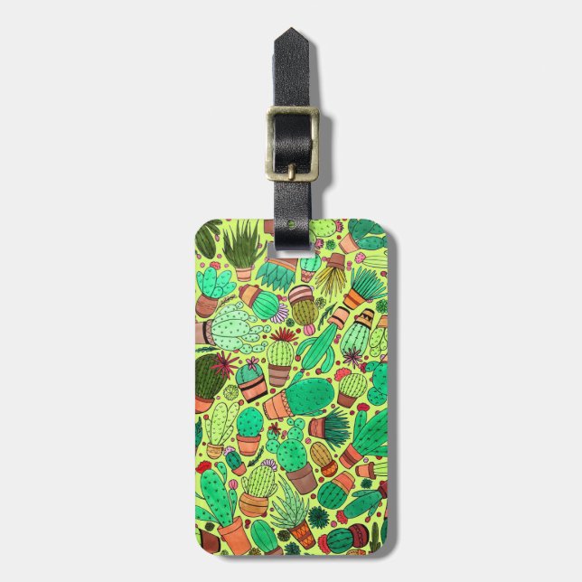 Grönten Cacti Garden, succuls Cactus Poted Plants Bagagebricka (Vertikal Framsida)