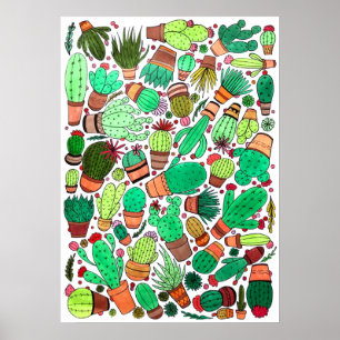 Grönten Cacti Garden, succuls Cactus Poted Plants Poster