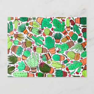 Grönten Cacti Garden, succuls Cactus Poted Plants Vykort