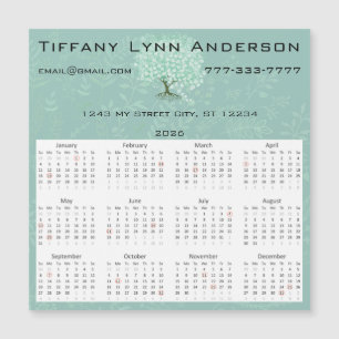 Grönten Calendar Heart Löv Träd Blommigt Mint