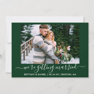 Grönten Calligraphy Forest Gifta sig Spara Datumet