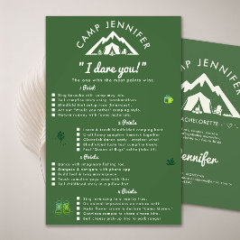 Grönten Camp Bachelorette Party Game Dare Forest Flygblad