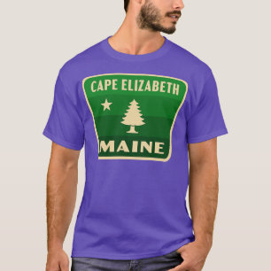 Grönten Cape Elizabeth Maine Retro Gräs Träd Badge T Shirt