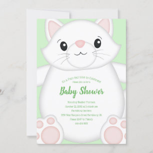 Grönten Cat Baby Shower Kattunge Inbjudningar