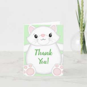 Grönten Cat Baby Shower Kattunge Tack Kort