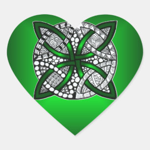 Grönten Celtic Knot Original Art Hjärtformat Klistermärke