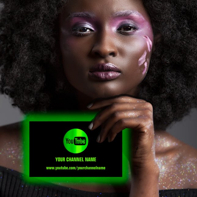 GRÖNTEN CHANNEL NAMN YOUTUBER LOGOTYP QR CODE BLAC VISITKORT (CHANNEL NAME YOUTUBER LOGO QR CODE BLACK GREEN BUSINESS CARD)