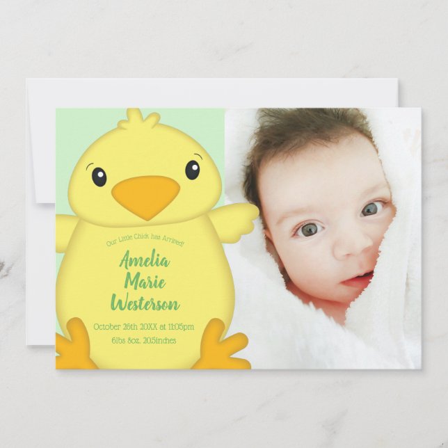 Grönten chick Baby Shower Inbjudningar (Framsida)