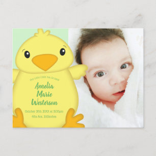 Grönten chick Baby Shower Vykort