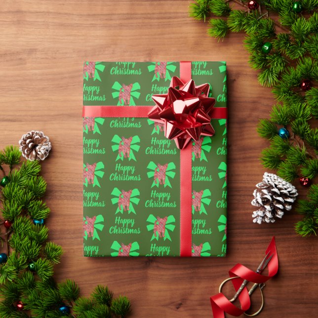 Grönten Chihuahua Jul Hund & Grönt Bow Presentpapper (Julgåva)