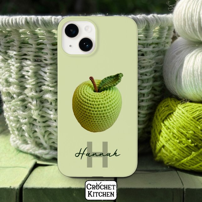 Grönten Crochet Apple Monogram Namn (Skapare uppladdad)