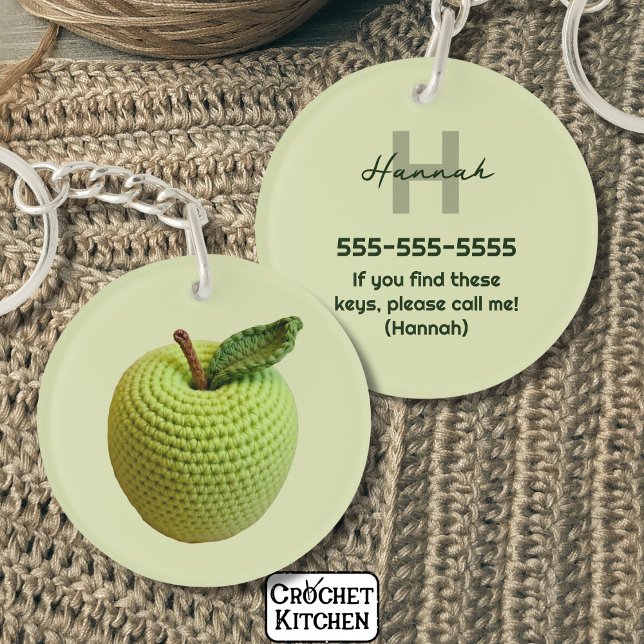 Grönten Crochet Apple Monogram Namn (Skapare uppladdad)