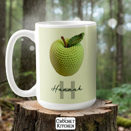 Grönten Crochet Apple Monogram Namn Kaffemugg