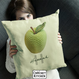 Grönten Crochet Apple Monogram Namn Kudde